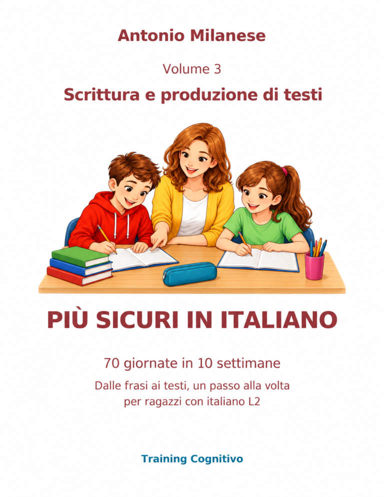 Più sicuri in italiano – Volume 3: Scrittura e produzione di testi, copertina di Antonio Milanese