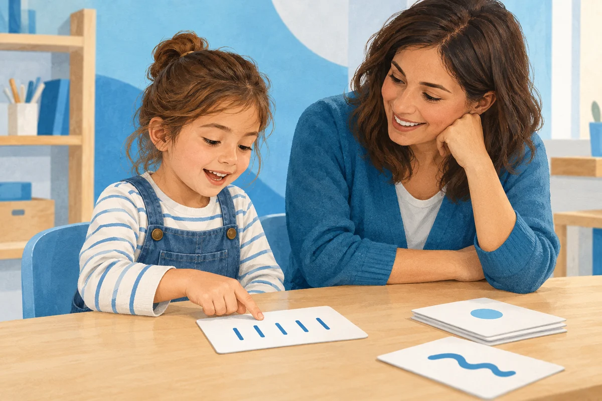 Un bambino della prima primaria esplora brevi sequenze durante un’attività di lettura.