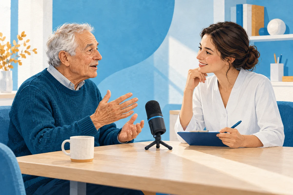 Una persona lavora con una logopedista su voce ed espressività del parlato.